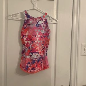 Ivivva by Lululemon-kids pink/white/blue athletic tank. Size 10.